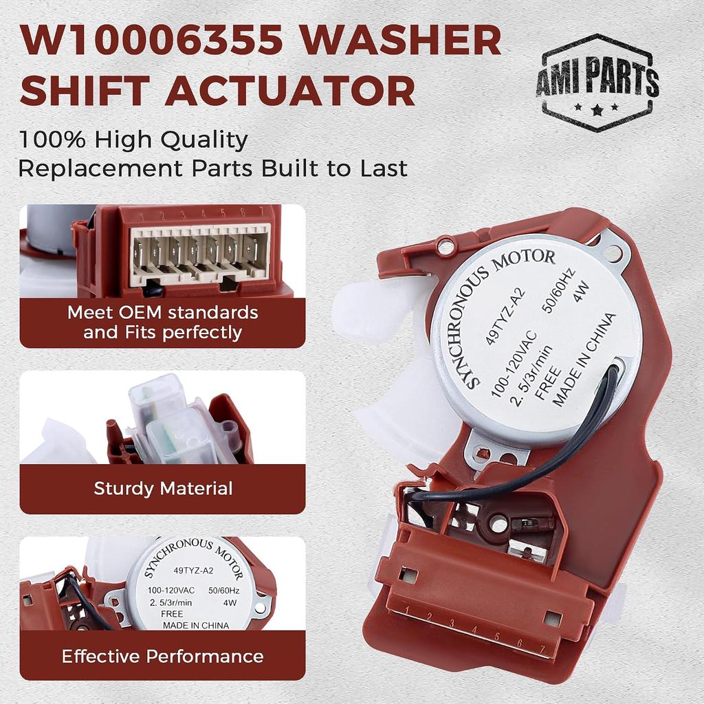WPW10006355 W10006355 Washer Shift Actuator Fit for Whirl-pool | Ken-more May-tag Washing Machine, WPW10006355VP, 1719787, AP6014711, PS11747977,