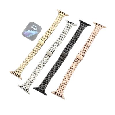 Kompatibel mit Apple Watch: Drachenschuppenmuster Fünf-Perlen Dünner Stil iWatch Generation SE10 Armband (11s9876)