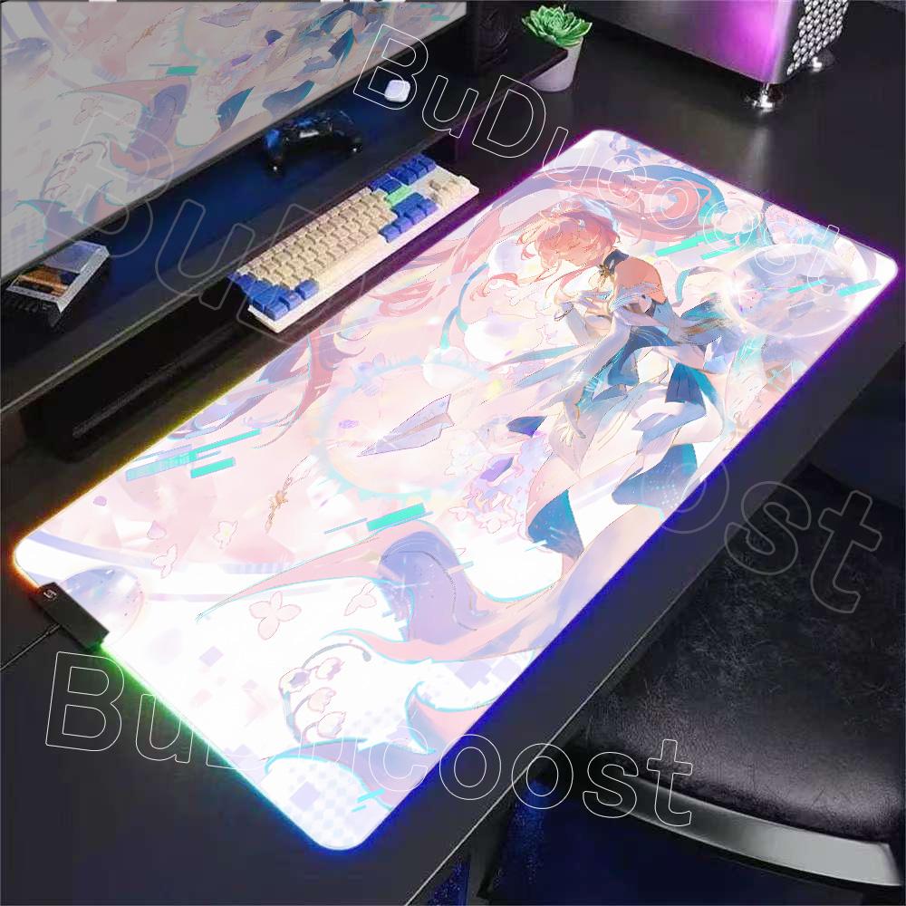 New Role Kawaii Aemeath RGB Mousepad Gaming Wuthering Waves Cute Anime Girl Mouse Pad XXL Computer Non-slip Rubber Keyboard Mats