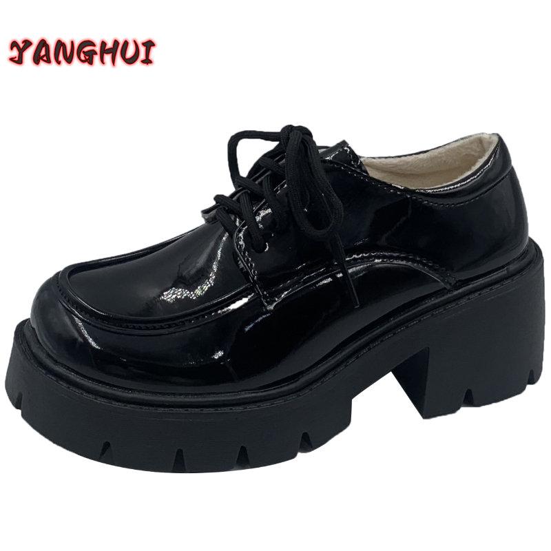 2024 Ny Lolita-uniform Små skinnsko Damesko Tyk såle Snøring College Engelsk Casual Sko Zapatillas De Mujer Mote