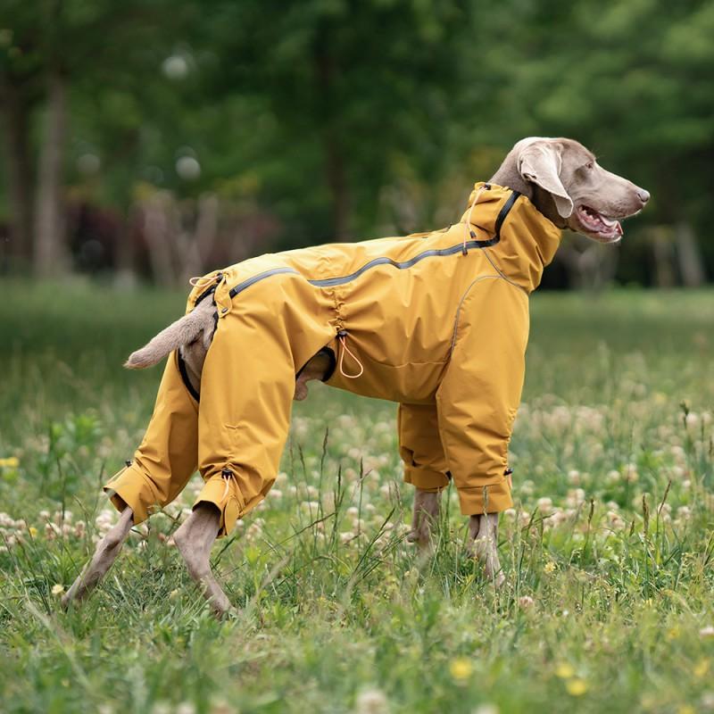 Full Coverage Dog Jacket Winter Warm Fleece Lined Windproof Waterproof 4-Leg Adjustable Pet Coat Large Breeds