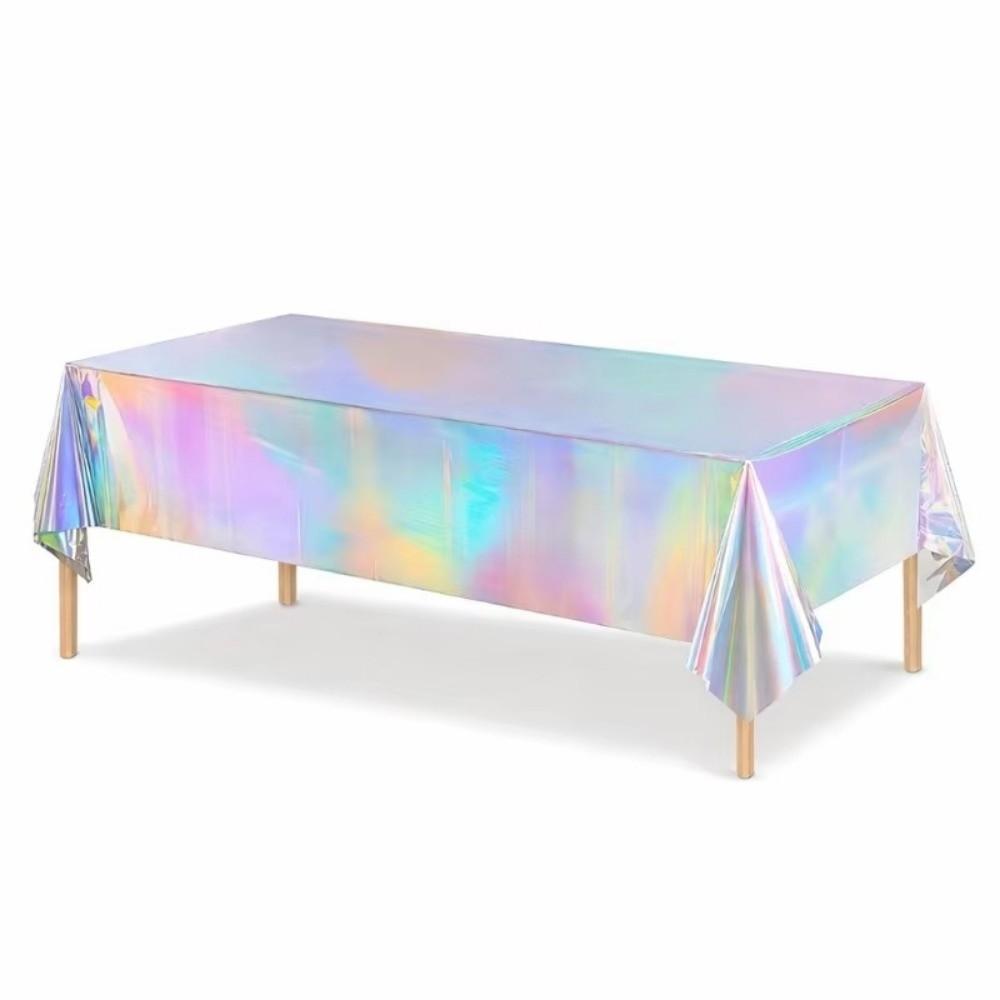 5PCS Shiny Party Table Cover Rectangular Iridescent Tablecloth  Iridescent Disco