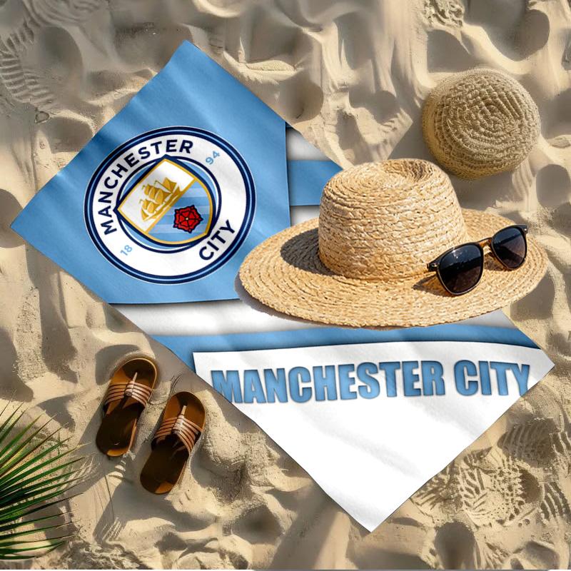 Manchester City FC Druck Strandtuch Design, Weich, Leicht. für Zuhause, Badezimmer, Spa, Pool, Yoga, Surfen, Camping, Geschenk für Familie, Freund