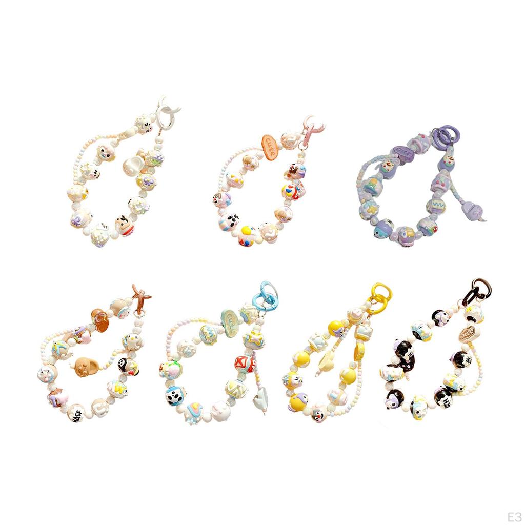 Beaded Keychain Bracelet Key Ring Decorative Women Party Favors Wristlet Hanging Ornament Keyring