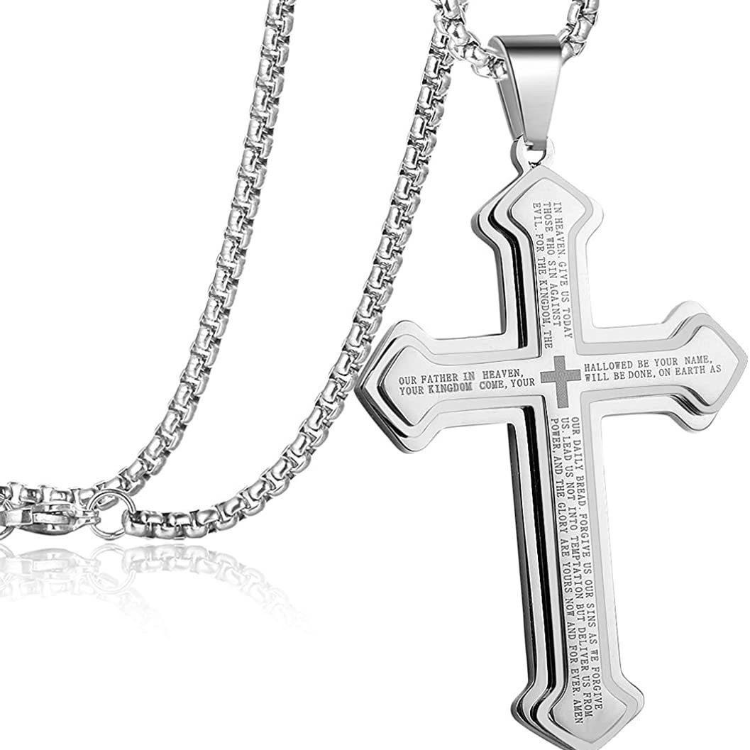 Europe, America, Accessories, Three-Layer Vintage Cross Pendant Men, Necklaces, Accessories 2026 60CM