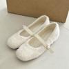 Small Inner Height Increase Ballet Hairy Shoes Women Wear Velvet Mary Jane Shoes In Winter