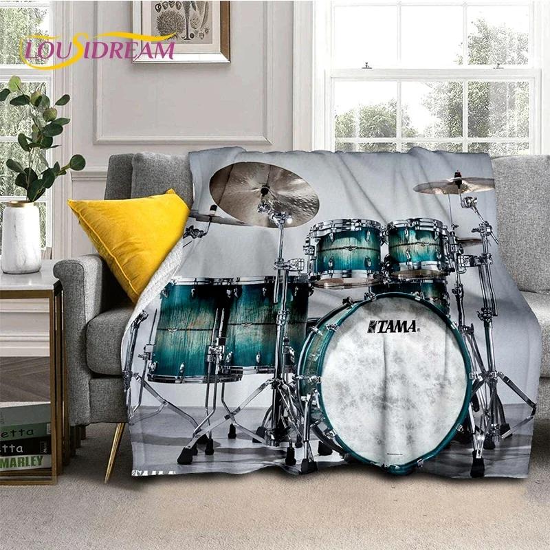 Style Music Instrument Drum Kit Throw Blanket Soft Cozy Blanket for Home Bedroom Bed Sofa Travel Child Gift