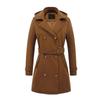 Cappotto da Donna in Lana con Cappuccio e Toppe per Autunno Inverno Abbigliamento Casual