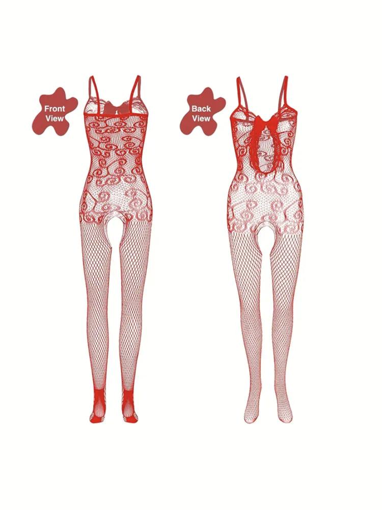 Hot Drilling Bodysuit Erotic Lingerie Women Fishnet Sexy Stockings With Belt Rhinestone Pantyhose Black Mesh Erotic Costumes