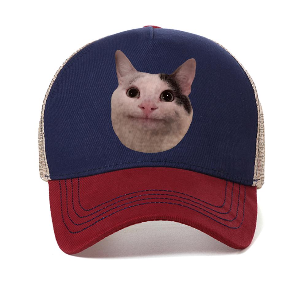 Cat Meme print graphic baseball cap Fashion Hip Hop Streetwear Unisex Summer mesh snapback hat casual Breathable sun sport hats