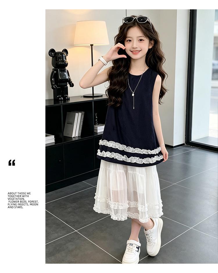 Girls' Lace Patchwork Sleeveless Dress