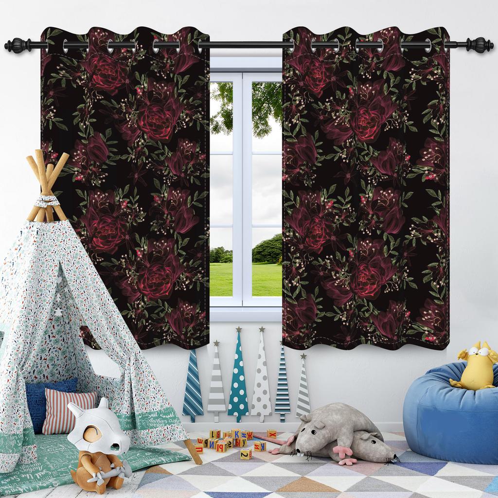 2pcs Luxury Boho Flowers Window Curtains for Home Bedroom Living Room Drakening Heat Insulation Noise Reduction Blackout Drapes