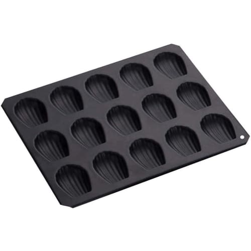 Tiger Crown Madeleine Mold, Black, 228 x 269 x 13mm, 15-Piece Set, Steel with Silicone Coating, Heat-Resistant up to 250C (Product Code: 5084)