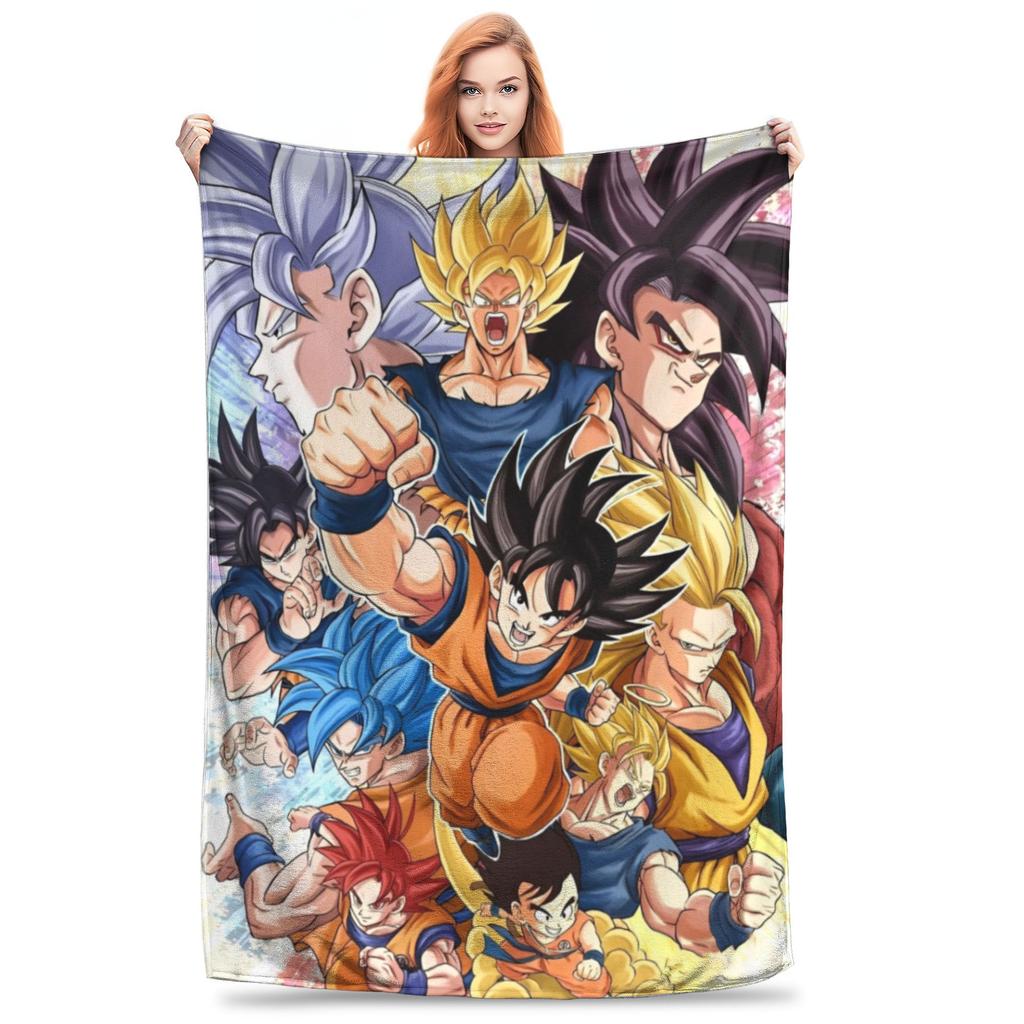 Dragon Ball Z Flannel Throw Blankets Japan Cartoon Blanket for Bedding Car Super Warm Bedspread