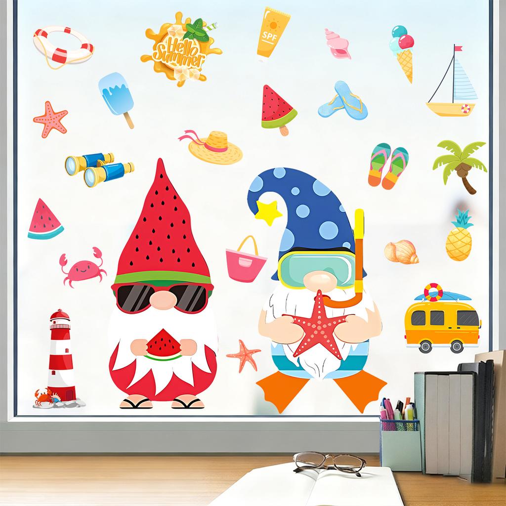 Summer Watermelon Fairy Static Electricity Glass Sticker for Living Room, Bedroom and Study Window Decoration