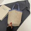 New Hand-Carrying National Style Tote Bag Flower Printed Linen Bohemian Handbag Lightweight Underarm Bag Women
