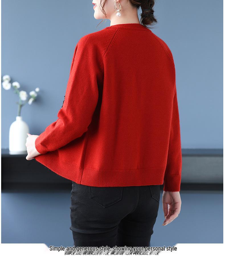 2025 Plus Size Loose Fit Jacquard Knit Cardigan for Women - Spring & Autumn
