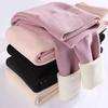 Women's High Waist Casual Pants Color Fleece Thermal Leggings Winter Long Fleece Trousers Plush Running