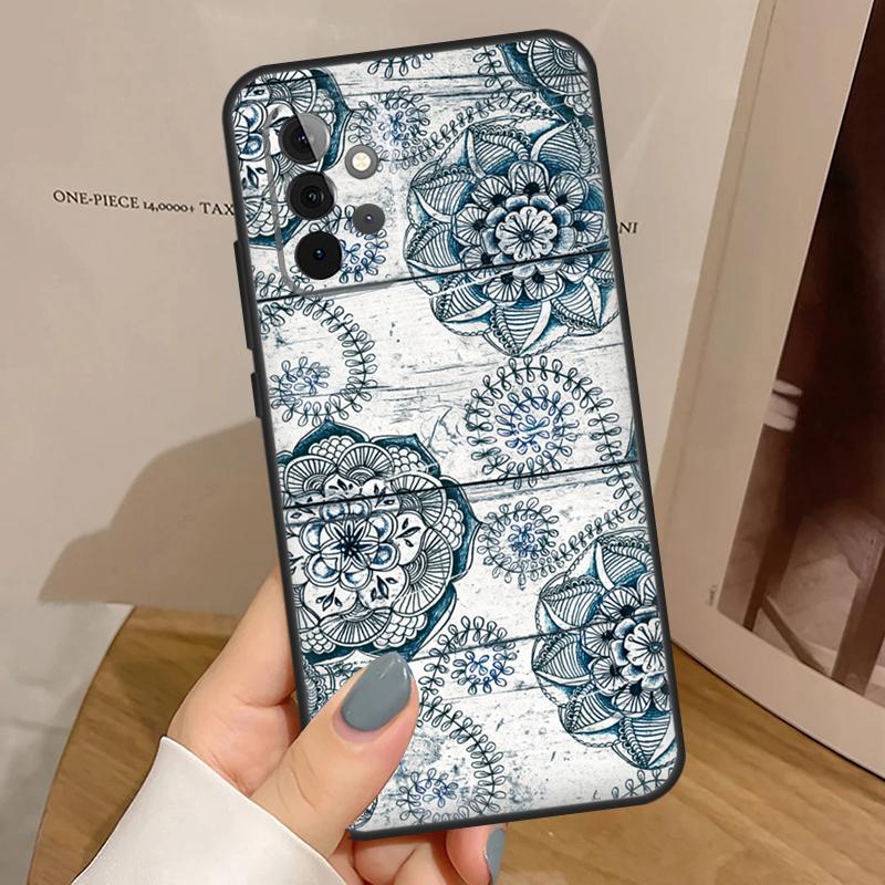 Mandala Wood Floral Case For Samsung Galaxy A55 A35 A15 A54 A34 A14 A33 A53 A13 A23 A17 A06 A16 A56 A36 A32 A52