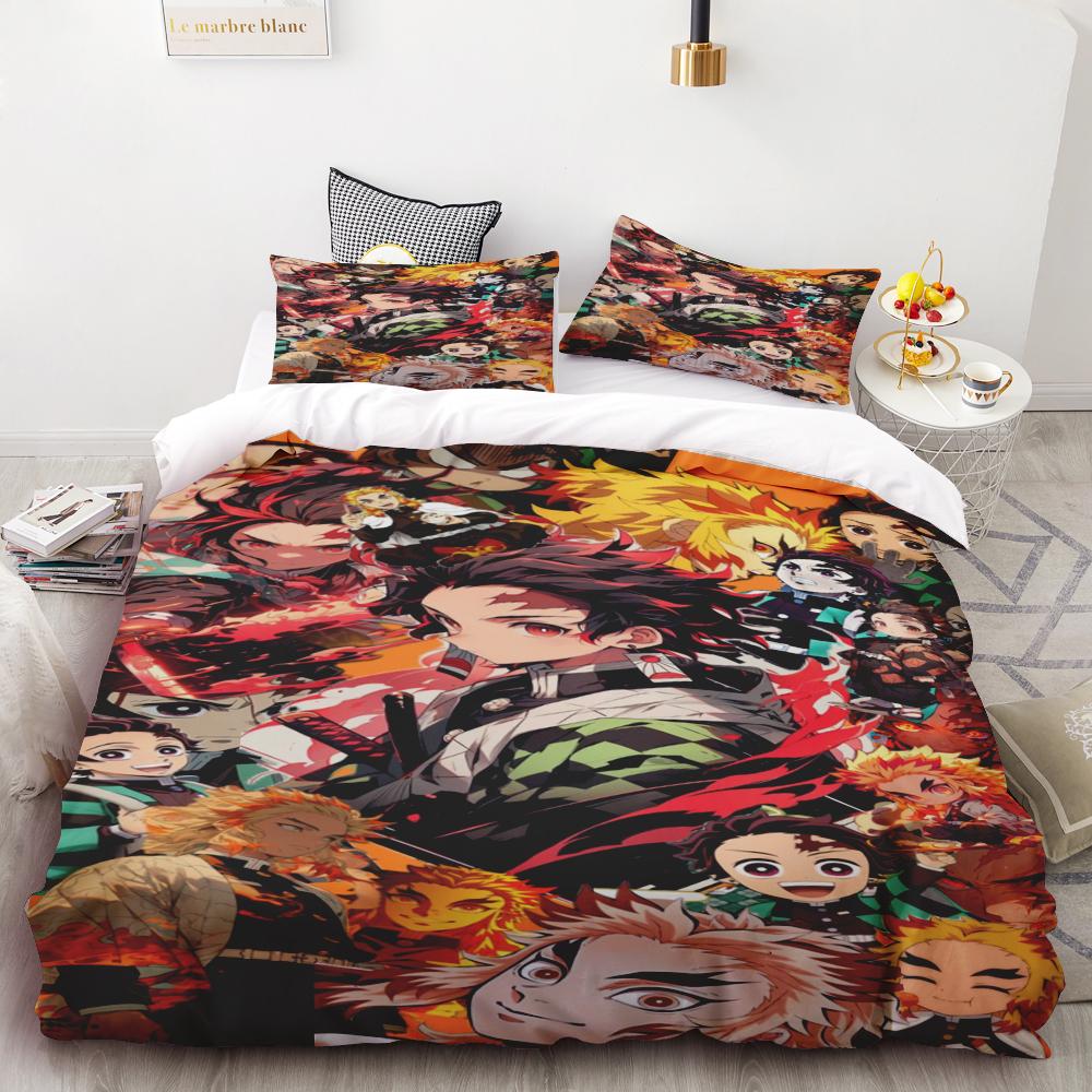 Duvet Cover Kamado Nezuko Demon Slayer Bedding Set Set Bedspread Pillowcase King Queen Full Single Size Bed Linen Kids Teen Gift