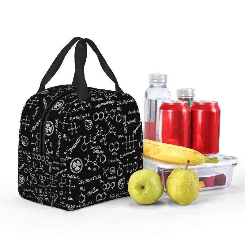 Science Chemistry Pattern Portable Lunch Box for Chemical Lab Tech Thermal Cooler Food Insulated Lunch Bag Kids School Children