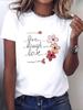 Fashionable Summer T Shirt Floral Print Fabric Black and White Regular Version Tee Y2k Harajuku Sleeve Casual Aesthetic Clothes