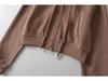 YPFF Trendy Women's Hooded Sweatshirt: Casual Double Zipper Long Sleeve Cardigan for Autumn and Winter
