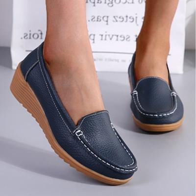 Mode Dames Flats Wedge Echt Leer Wandelen Verpleegsterschoenen Vrouw Slip On Dames Loafers Barefoot Schoenen Mocassins Damesschoenen