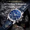 POEDAGAR Original Military Man Wristwatch Waterproof Luminous Chronograph Leather Strap Watches for Men Quartz Watch Reloj