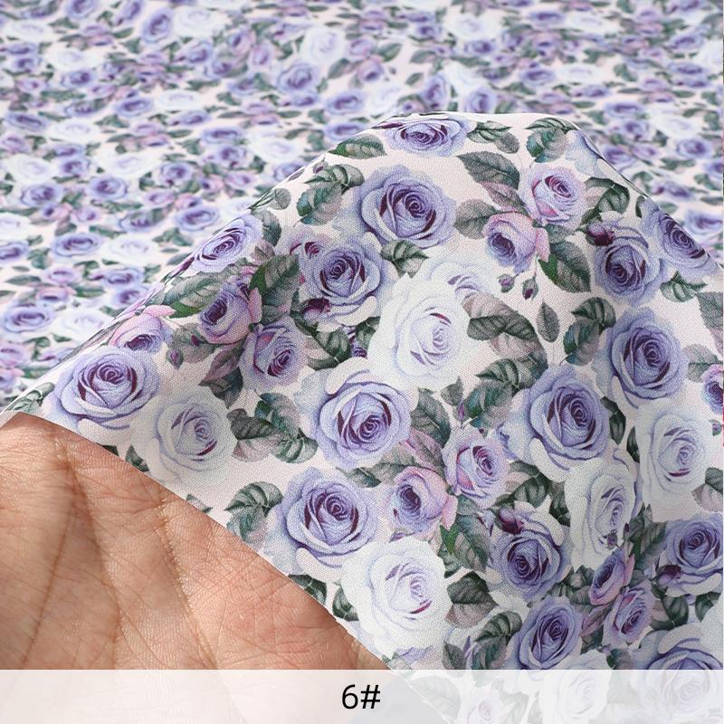 0,5 m/1 m/2 m Mjuk Rosmönstrad Chiffongtyg för Sömnad av Sommarklänningar, Skjortor, Sängkläder, Handgjorda DIY-Klädtyger TJ22839