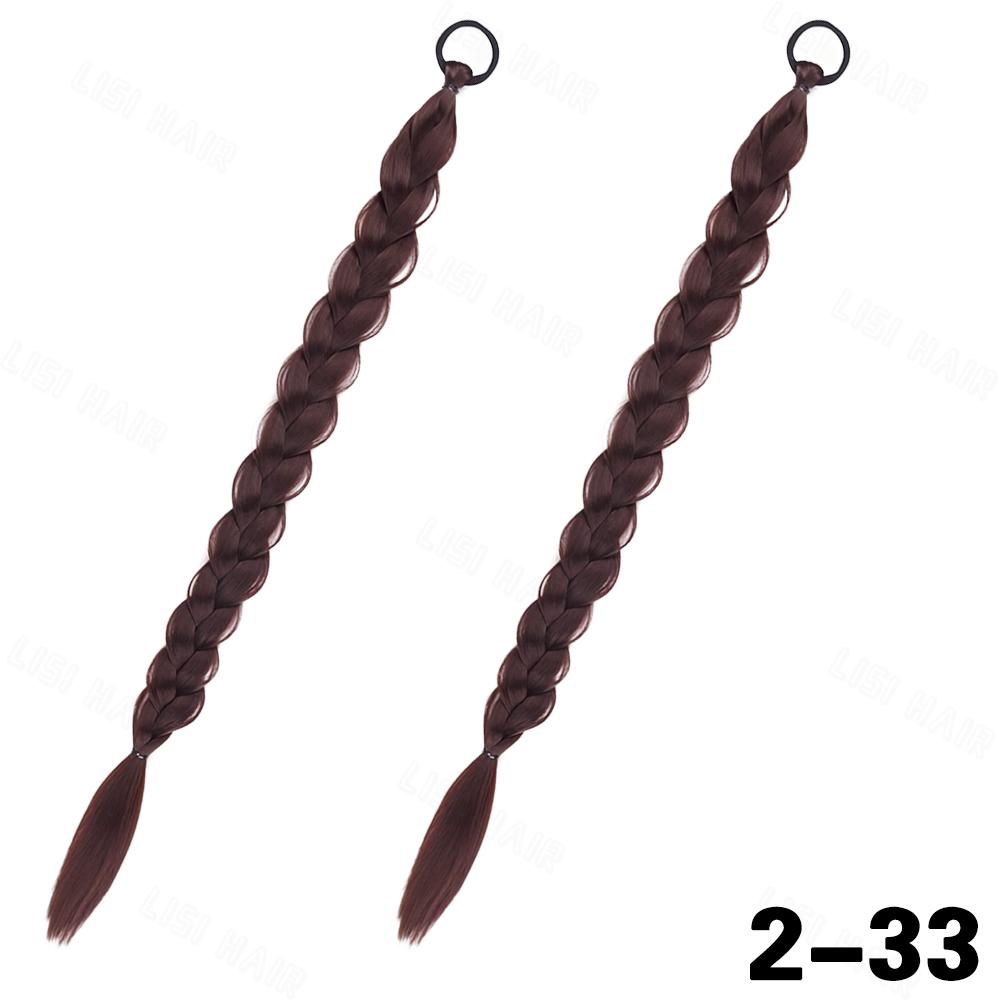 

XINRAN 2 шт. синтетические длинные прямые косички для наращивания волос в виде хвостика, резинка для обертывания вокруг поддельных волос для женщин и девочек, повседневная одежда, аксессуары для волос 52cm