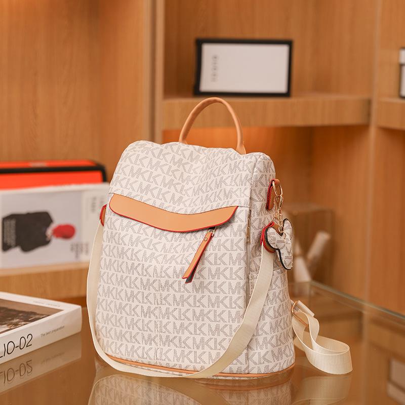 Backpack Women s Printed New Large Capacity Retro Versatile Anti-theft Travel Soft Leather Texture Backpack Backpack