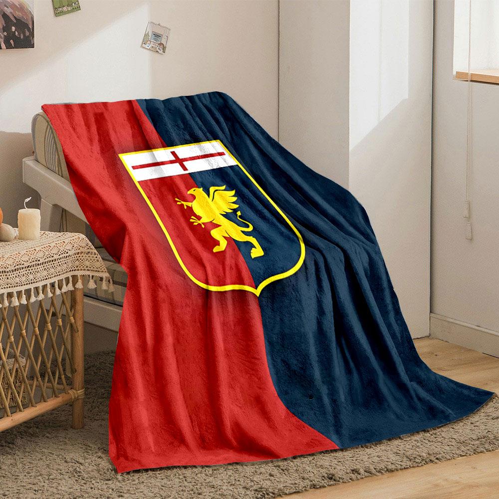 A Shield Design Split Between Red and Blue Halves, Featuring a Golden Griffin. for All Seasons Blanket Lunch Break Throw Gift