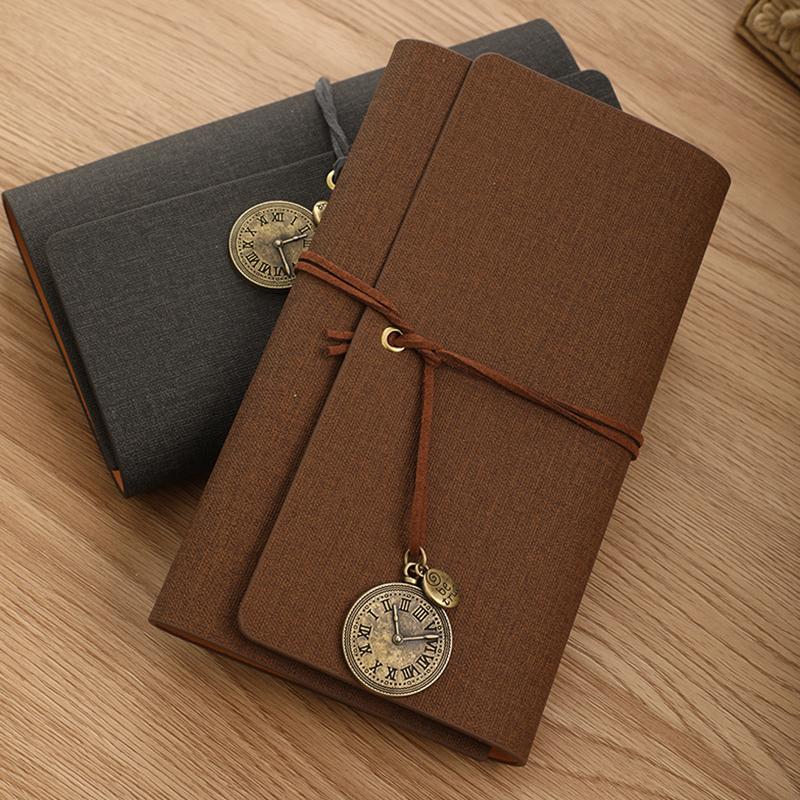 Vintage Stock Notebook Customizable Tied Tri-Fold Notepad Student Notebook Travel Card Cover Stamping Book Origin China