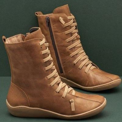 Damen Schneestiefel Winter Kurz Vintage Luxus Stiefeletten Damen Outdoor Bequem Schnürschuhe Weiche Schuhe für Damen Zapatos De Mujer
