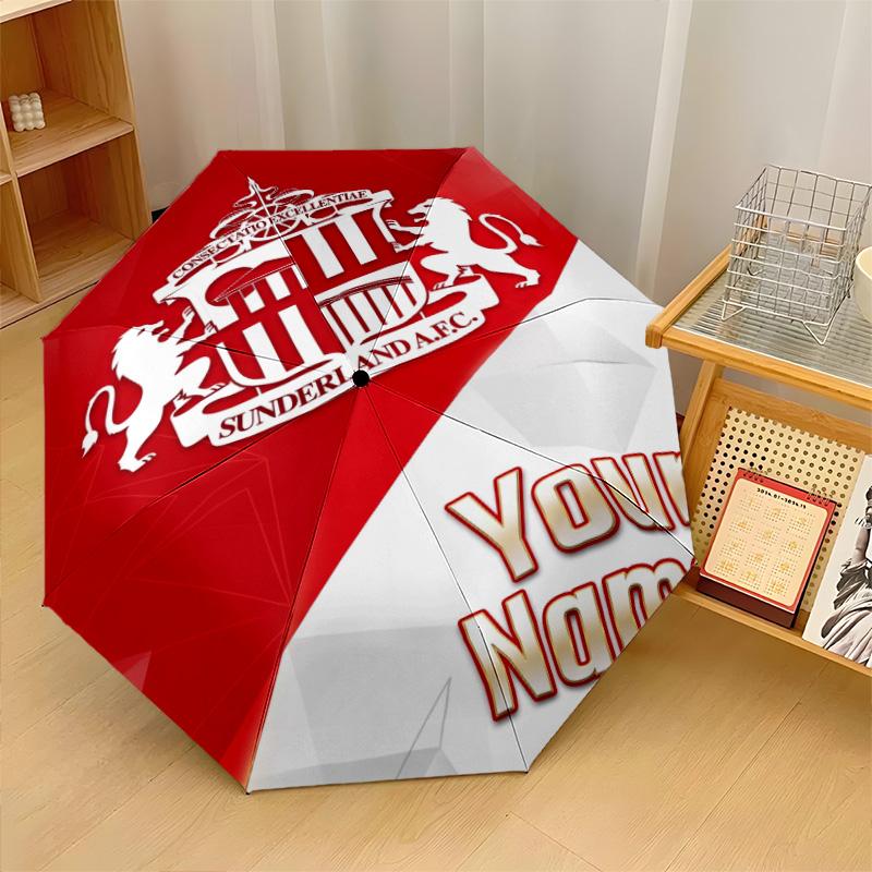Sunderland FC Automatic 3‑Fold Umbrella 8‑Rib Windproof Folding Umbrella Sun Rain Protection For Outdoor Travel Daily Use