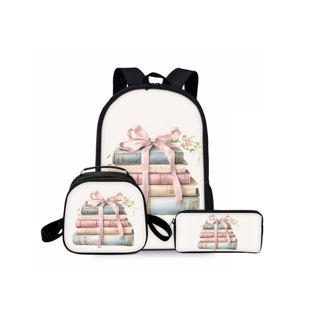 Set a Tre Pezzi Stampa Libro Zaini per Ragazzo/Ragazza Miglior Regalo Cartone Animato 2D Alla Moda Borsa Scolastica per Bambini