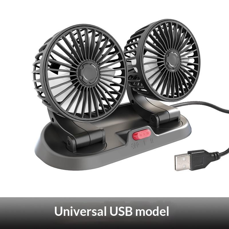 Dual Head Car Fan For Back Seat 3 Speeds Usb Car Rear Headrest Fan For Kids Baby Extender Arm 360°Rotatable Air Cooling Fan