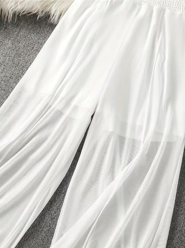 Europäischer und Amerikanischer Stil Damen Sommer Rüschen Fischschwanz Weite Hosen mit Schlaghose
