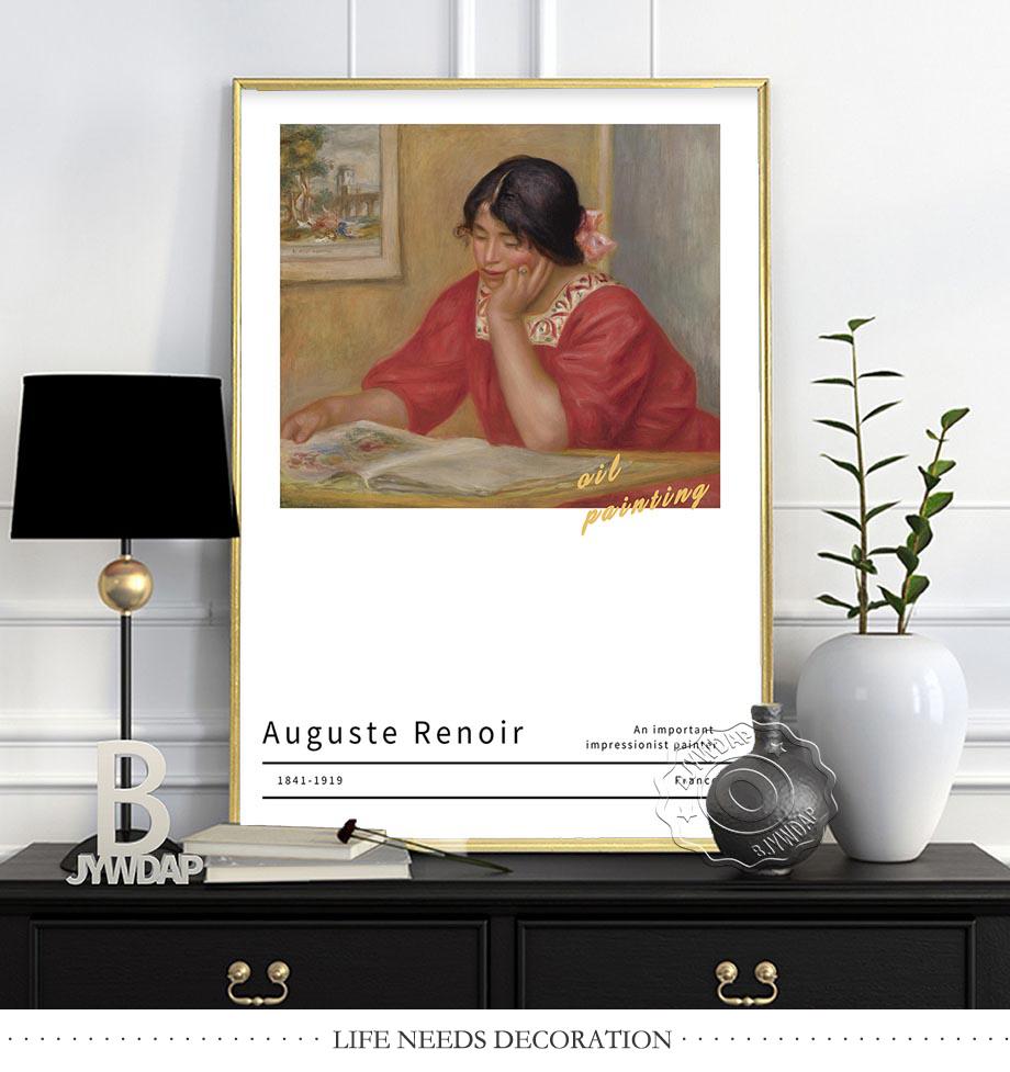 France Pierre-Auguste Renoir Canvas Painting, Auguste Renoir Impressionism Exhibition Museum Poster, Vintage Oil Paint Home Decor No Frame