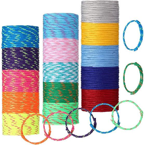 Hillban 300 шт. Неоновые браслеты дружбы оптом для детей Желейные браслеты 80-е годы Подарки на вечеринку Регулируемая паракордовая веревка Плетеная неоновая рождественская безделушка Bright