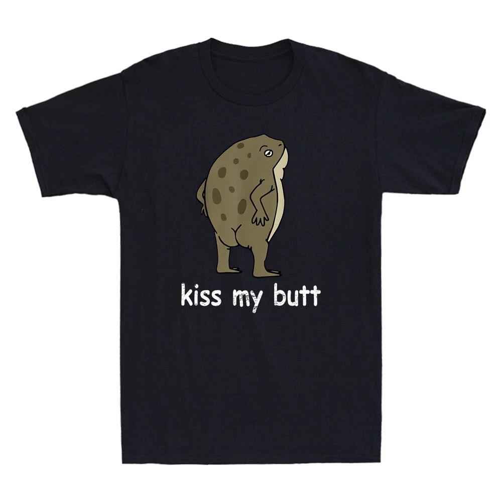 Kiss My Butt Green Frog Funny Frog Meme Humor Saying Gifts Vintage Men s T-Shirt S