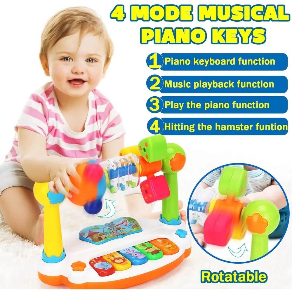 Light Sound Baby Music Keyboard Rotating Baby Musical Toy Baby Piano Toys  Early Learning