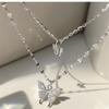 "Korean Double-Layer Zircon Butterfly Necklace: Elegant Flash Diamond Clavicle Chain for Women"