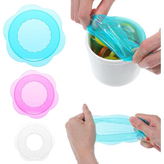 Silicone Stretch Lids for Food Storage 3 Pcs Reble Food Covers Elastic Bowl Covers for Cans Jars Round & Rectangle Containers Stretchable Silicone