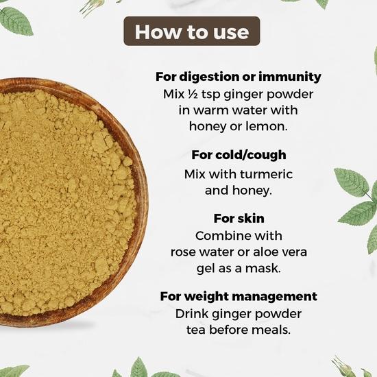 CARMEL ORGANICS Ginger Dried Root Powder (100 Grams)| Zingiber officinale | NON-GMO | Dry Sonth/Adrak Powder for Cooking and Health