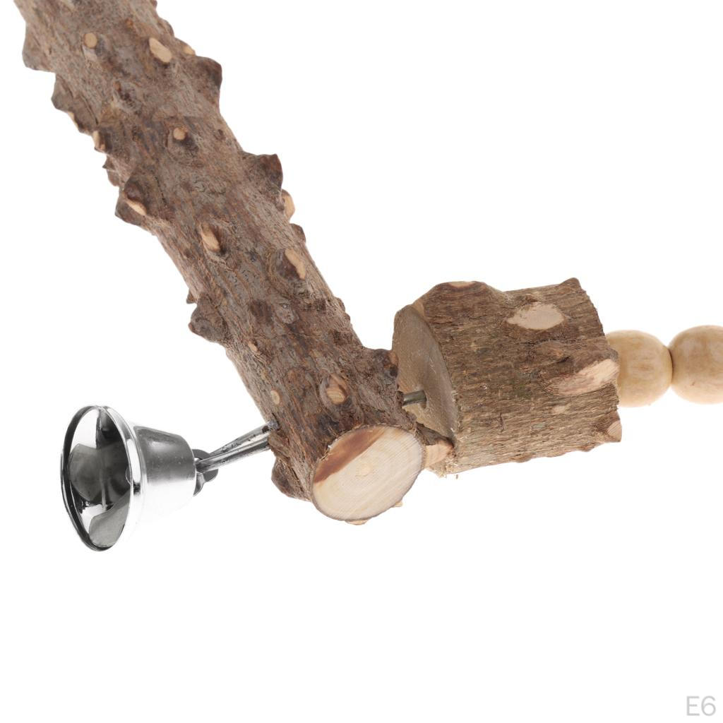 Natural Wooden Bird Perch Parrots toys Stand Holder Cage Hanging