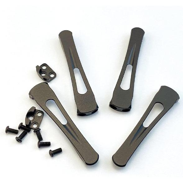 Deep Carry Clip Sets for Spyderco Standard Modular V2 Machined C81/C223 CNC Titanium with Screws,Pocket Clips (Black)