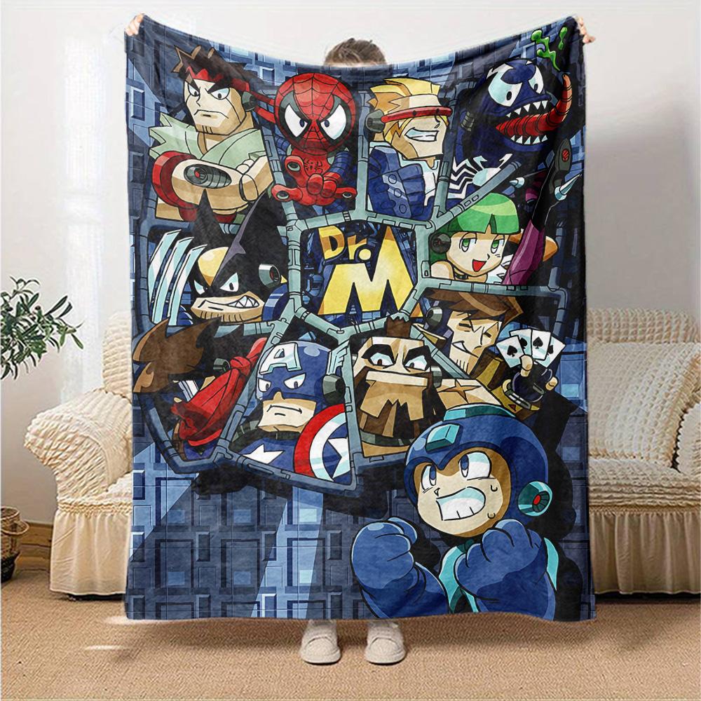 Superhero Mashup Adventure Flannel Blanket Super Soft Warm Cozy Blanket For Sofa Bed Office Travel Allseason Home Decor Gift