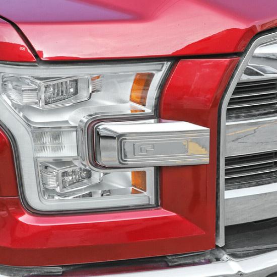 Chrome Front Headlight Grille Decor Cover Trim For 2015-20 Ford F150 Accessories